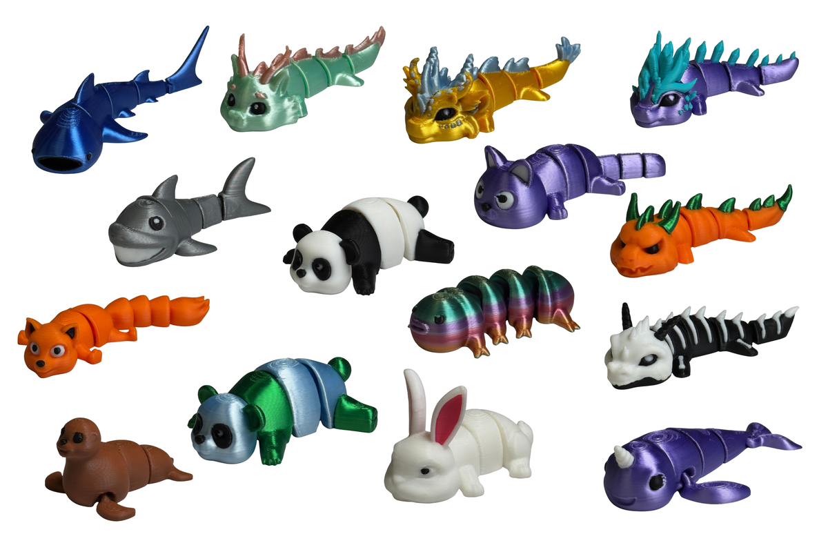 Articulated Creature Pencil Topper Set with Color-Change “Mood” Pencils (3-Pack)